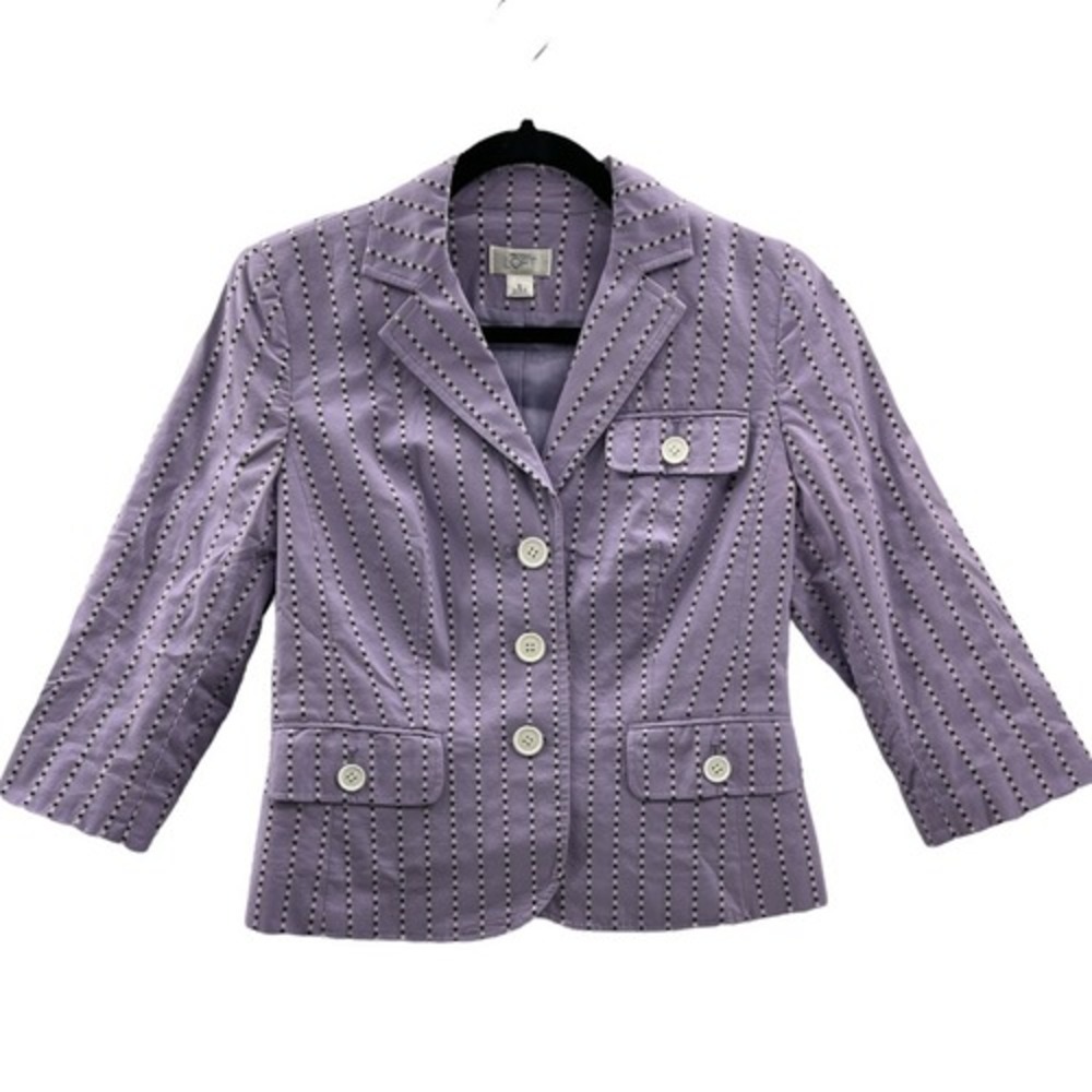 LOFT Lavender Quilted Blazer with Contrast Stitching